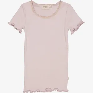 Rib T-Shirt Lace SS - soft lilac Wheat