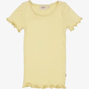 Rib T-Shirt Lace SS - yellow dream Wheat