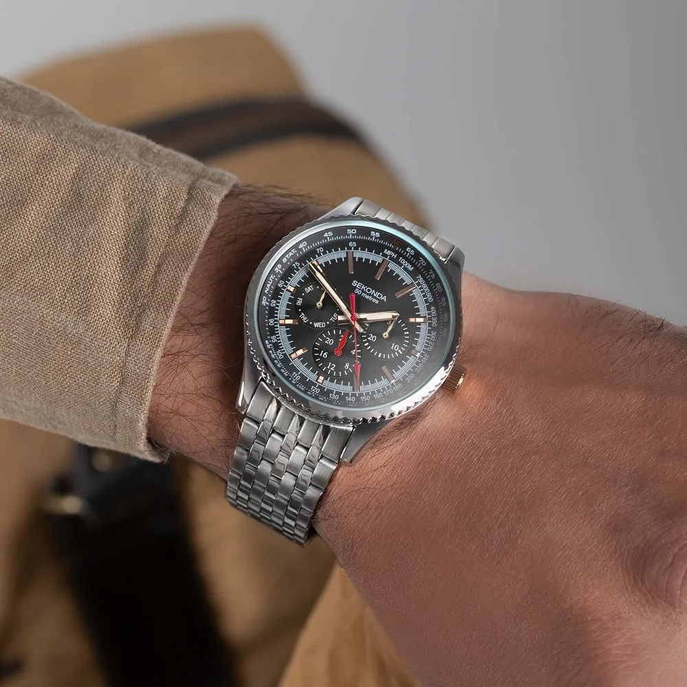 Sekonda Maverick Pilot Aviator Mens Bracelet Watch 30038