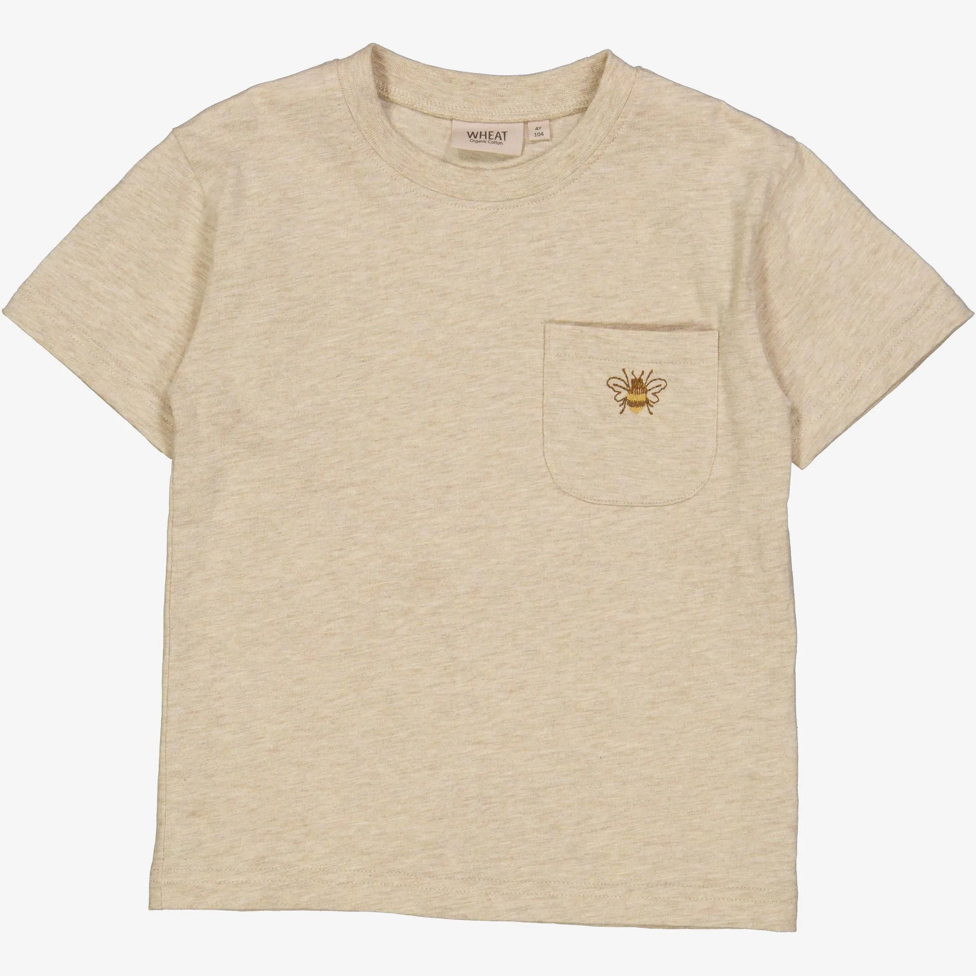 T-Shirt Bee Embroidery - buttermilk melange Wheat