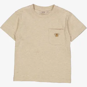 T-Shirt Bee Embroidery - buttermilk melange Wheat