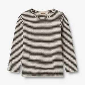 T-Shirt L/S Stig - black stripe Wheat