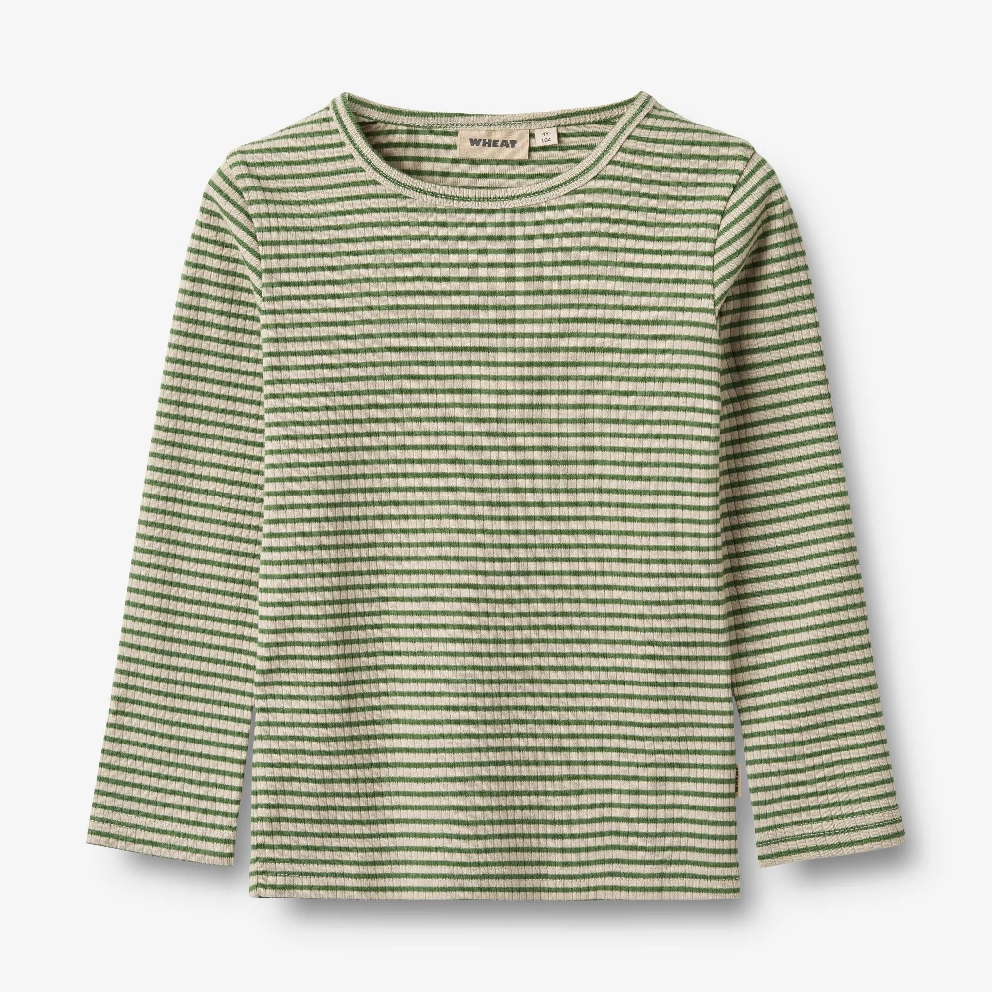 T-Shirt L/S Stig - elm green stripe Wheat