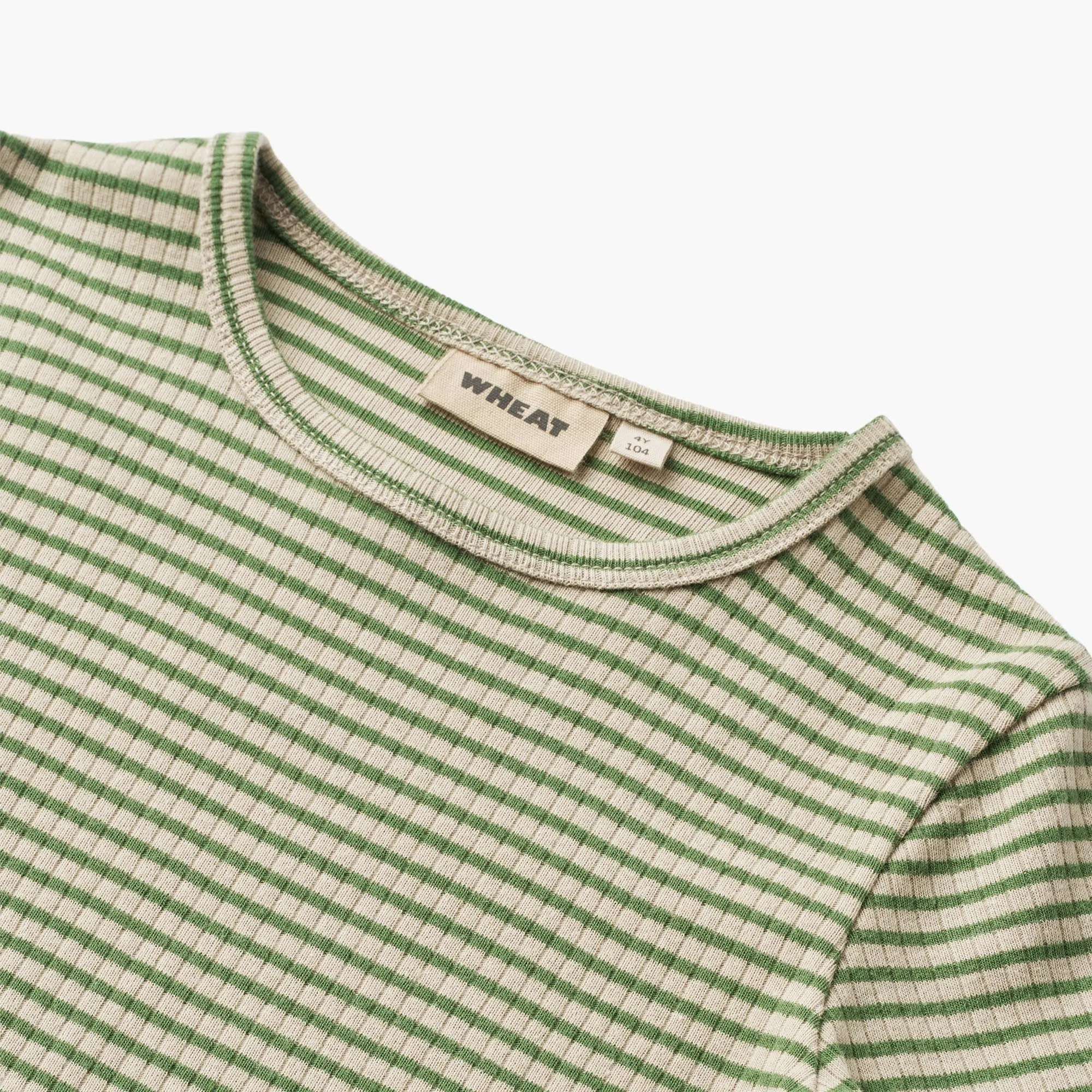 T-Shirt L/S Stig - elm green stripe Wheat