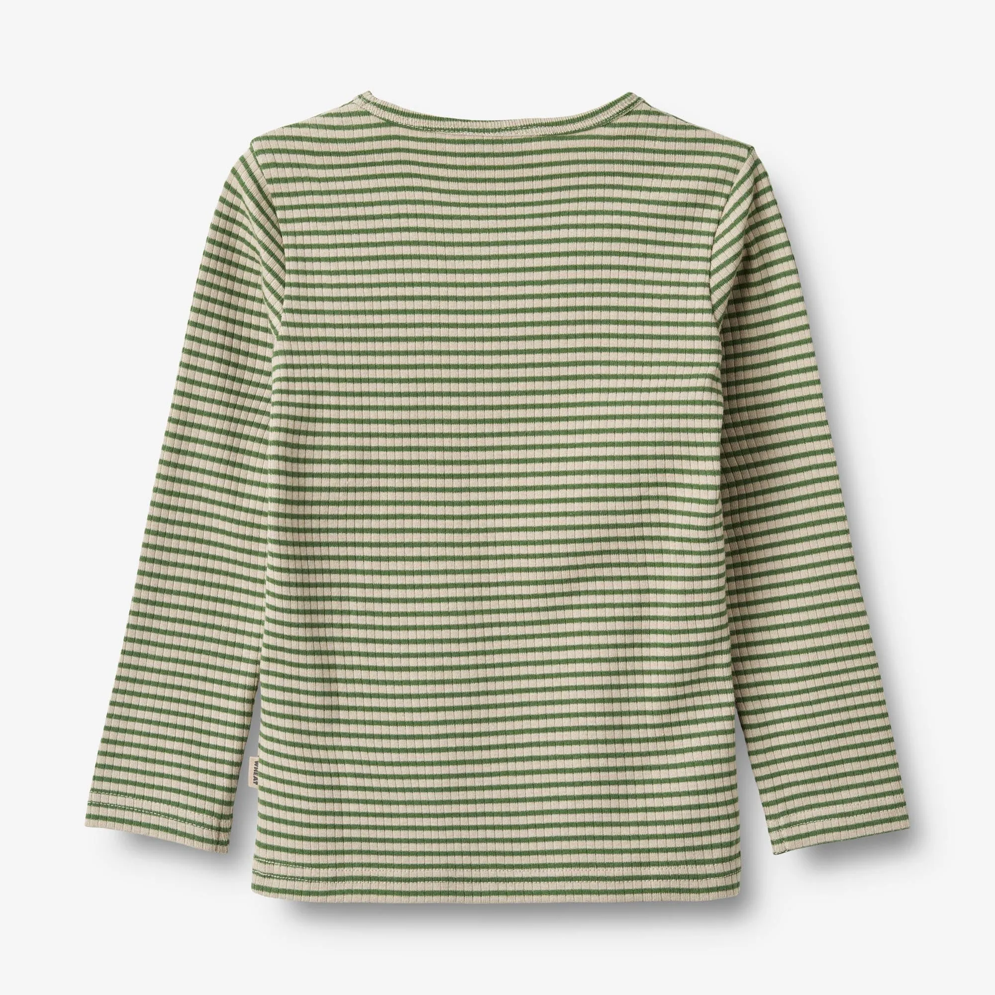 T-Shirt L/S Stig - elm green stripe Wheat