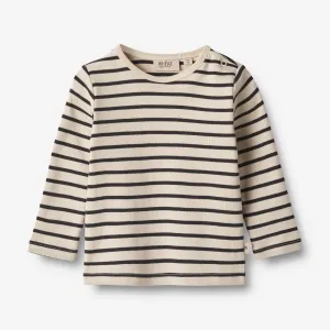 T-Shirt L/S Stig - navy stripe Wheat
