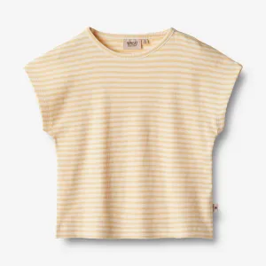 T-Shirt S/S Bette - pale apricot stripe Wheat