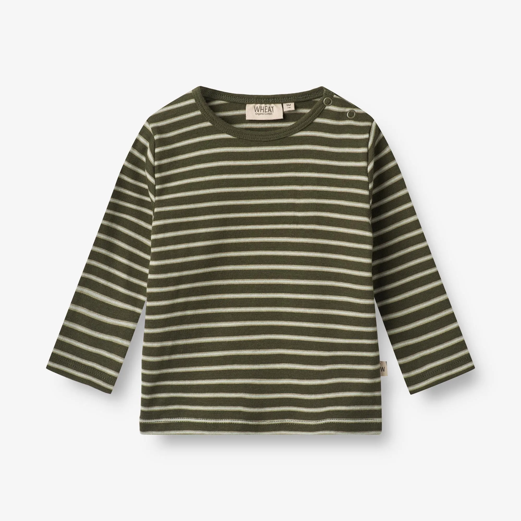 T-Shirt Stig | Baby - dark green stripe Wheat
