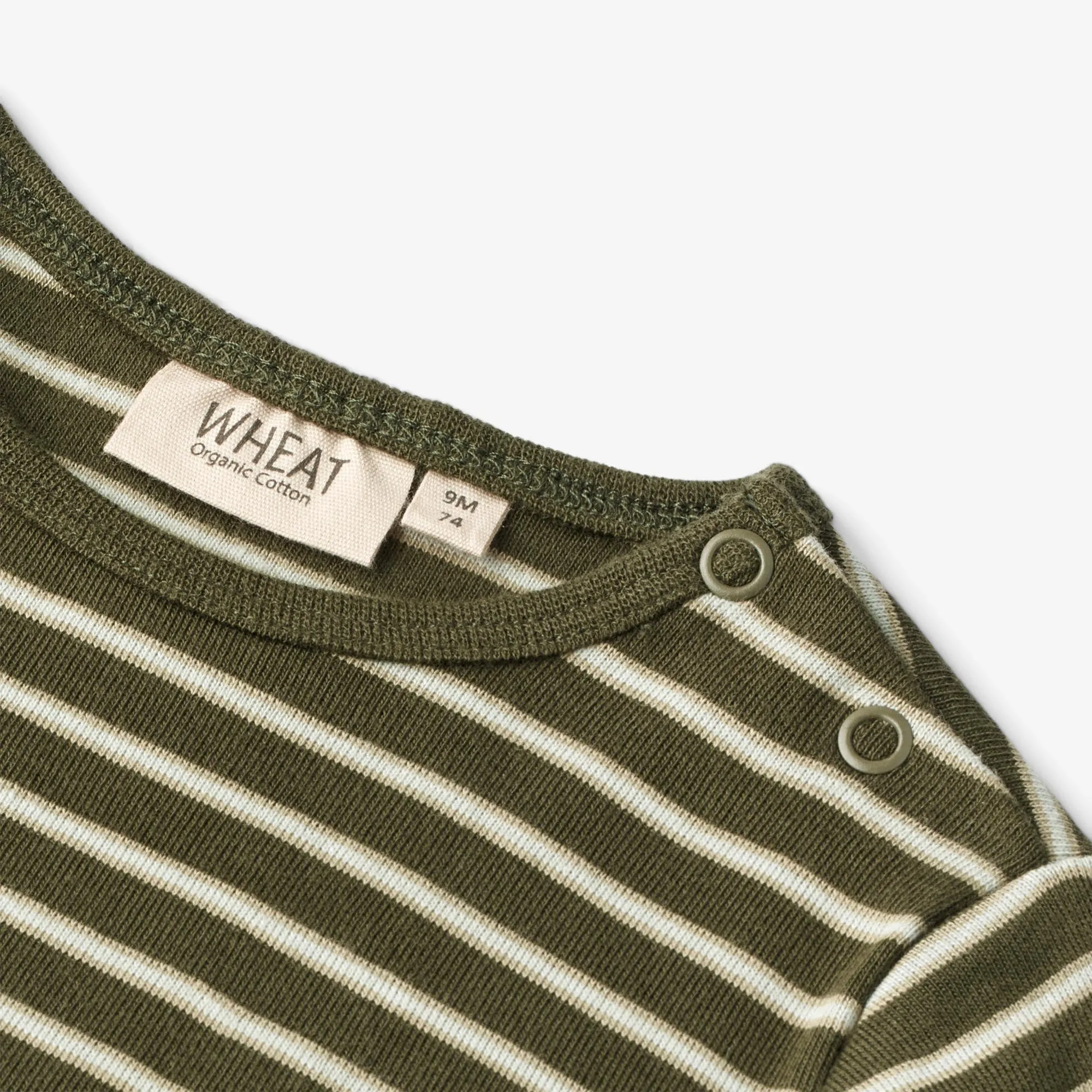 T-Shirt Stig | Baby - dark green stripe Wheat