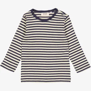 T-Shirt Striped LS | Baby - midnight stripe Wheat