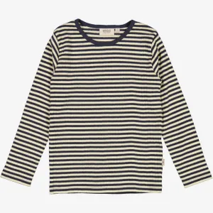 T-Shirt Striped LS - midnight stripe Wheat