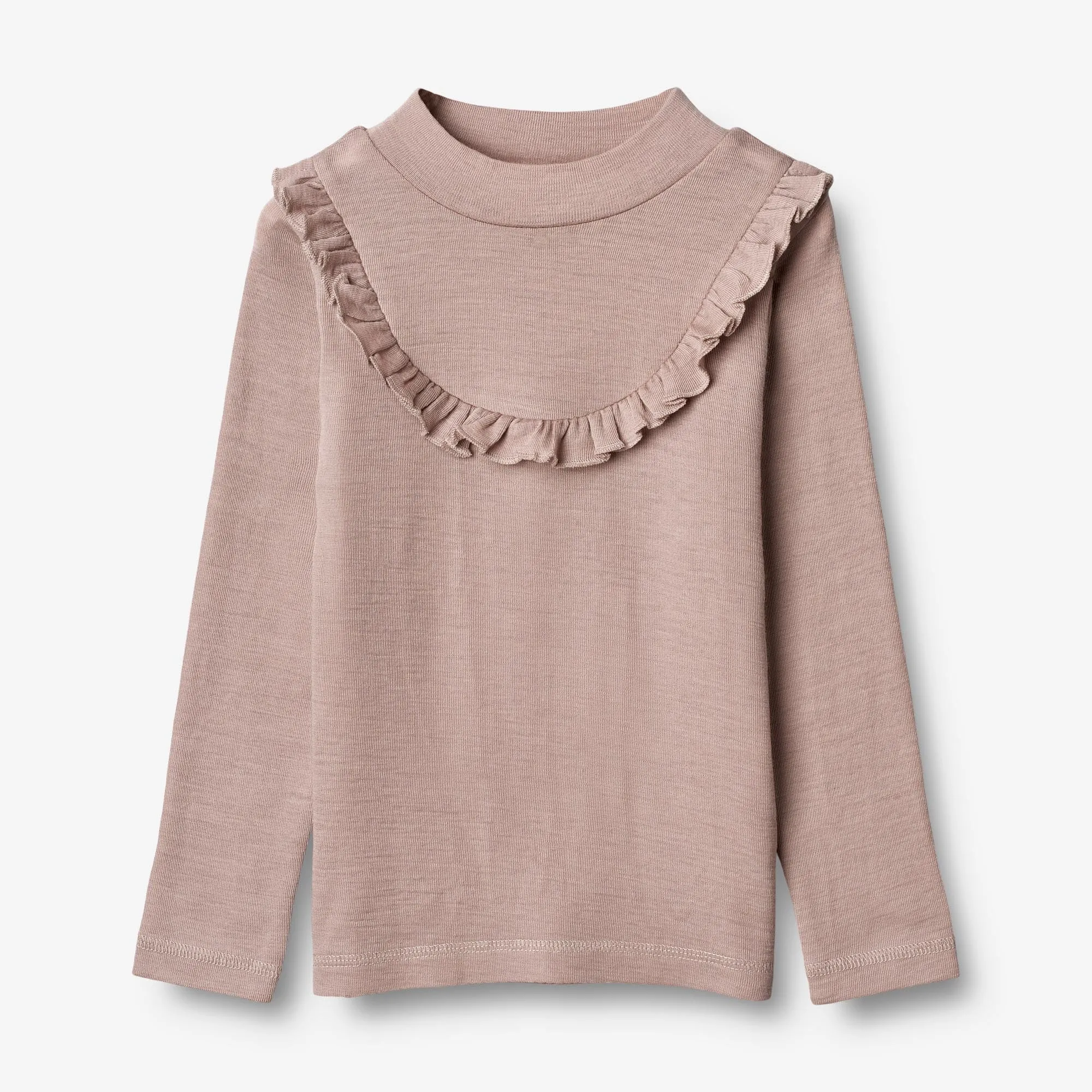 T-shirt Wool Ruffle LS - dark powder Wheat